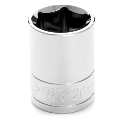 Chrome Socket, 1/2" Drive, 20mm, 6 Point, Shallow