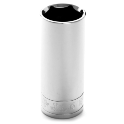 Chrome Socket, 1/2"" Drive, 15/16"", 6 Point, Deep