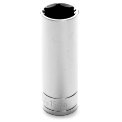 Chrome Socket, 1/2" Drive, 19mm, 6 Point, Deep