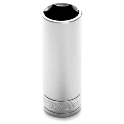 Chrome Socket, 1/2" Drive, 20mm, 6 Point, Deep