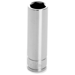 Chrome Socket, 3/8" Drive, 12mm, 6 Point, Deep