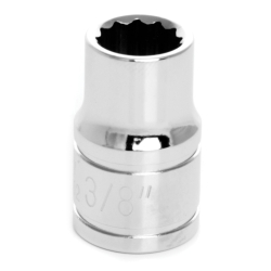 Chrome Socket, 3/8" Drive, 3/8", 12 Point, Shallow