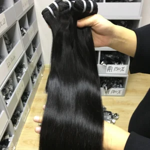 Raw Unprocessed Bundles Human Hair Super Double Drawn Virgin Bone Straight High Quality 8-30 Inch 12a Grade Black 1 Piece 8-30in - Image 6