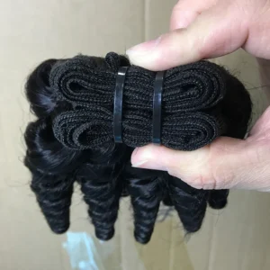 12A Double Drawn Bouncy Funmi Hair Bundles,Raw Virgin Baby Curl Human Hair Extension Weft. - Image 4