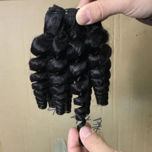 12A Double Drawn Bouncy Funmi Hair Bundles,Raw Virgin Baby Curl Human Hair Extension Weft. - Image 5