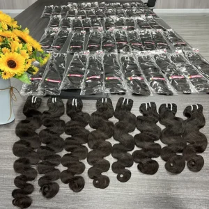 100% Human Raw Indian Hair Bundles Vendor Wholesale Raw Virgin Cuticle Aligned Hair Indian Cuticle Aligned Raw Hair Bundle - Image 4