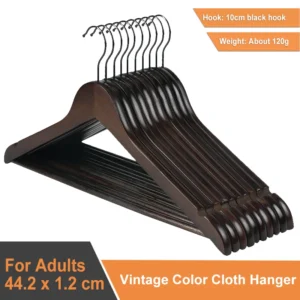 Bestseller Low MOQ Wood Hanger Clothes,Metal Hooks Clothes Wooden Cloth Hanger PERCHAS PARA PRENDAS DE VESTIR DE MADERA - Image 2