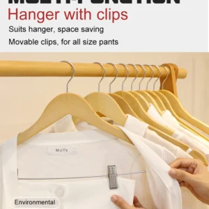 Bestseller Low MOQ Wood Hanger Clothes,Metal Hooks Clothes Wooden Cloth Hanger PERCHAS PARA PRENDAS DE VESTIR DE MADERA - Image 5