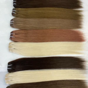 Hot Sell Factory Wholesale 100% Raw Human Hair Bundles Silky Straight Machine Weft in Various Colors - Image 2