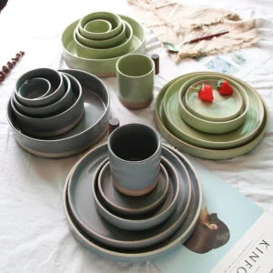 Eco Friendly Factory Cheap Price Green Color China Ceramic Porcelain Dinner Set / Table Ware Plate Dishes - Image 6