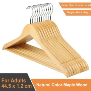 Bestseller Low MOQ Wood Hanger Clothes,Metal Hooks Clothes Wooden Cloth Hanger PERCHAS PARA PRENDAS DE VESTIR DE MADERA - Image 1