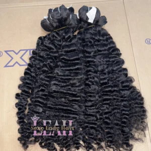 Fast Local Shipping 100% Unprocessed Raw Human Hair Extensions Natural Wave Burmese Curly Weft Bundles Vendor - Image 1