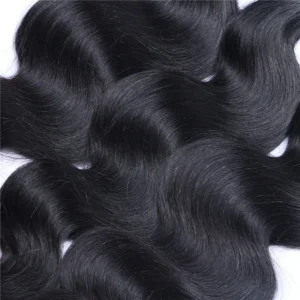 Human Hair Extension Indian Cuticle Aligned Hair Body Wave Virgin Human Hair Bundles With Lace Closure Unprocessed - Image 1