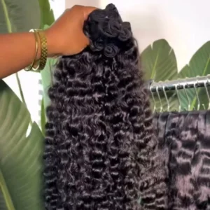 100% Unprocessed Raw Human Hair Cuticle Intact Hair Bundle Vendors Bulk Double Weft Raw Indian Clip in k Tip Hair Burmese Curly - Image 6
