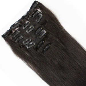 Factory 15-22"7PCS 70g Clip in Real Remy Human Hair Extensions Full Head Ombre Straight Jet Black Cutical Aligned Hair - Image 3