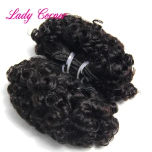 12A Double Drawn Bouncy Funmi Hair Bundles,Raw Virgin Baby Curl Human Hair Extension Weft. - Image 1