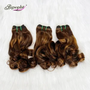 SDD Popular Color High Quality Double Drawn Bouncy Curl Virgin Hair Bundles Piano Color Hair Extension - Image 3