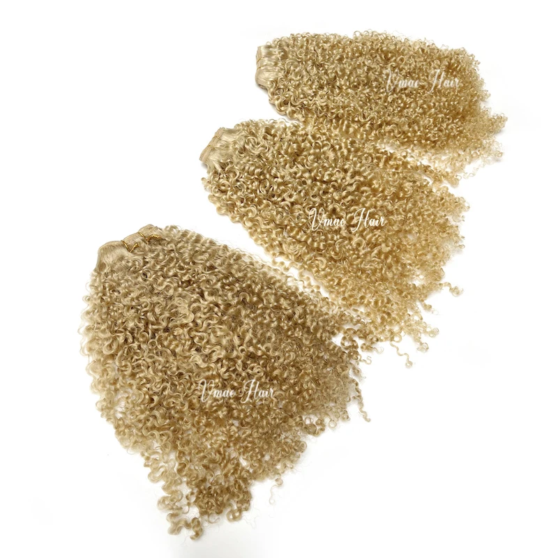VMAE Light Blonde 613 Europe Russian 27 Honey Blonde Afro Kinky Coily Define Curls Kinky Curly Raw Human Hair Bundles Extension
