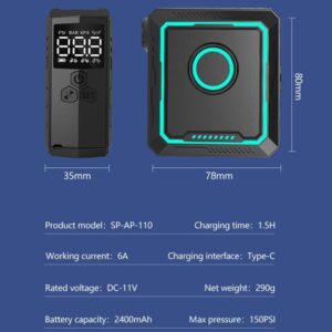 MOSYQI Portable Bike Air Pump Rechargeable Bicycle Motorbike Tire Inflators Electric Digital Bike Pumps - Image 8