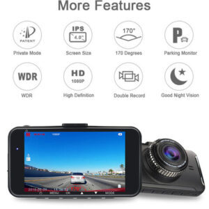 FHD1080p Dual security record car rearvuew dvr with rearview camera for car video recording - Image 3