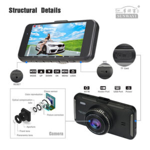 FHD1080p Dual security record car rearvuew dvr with rearview camera for car video recording - Image 7