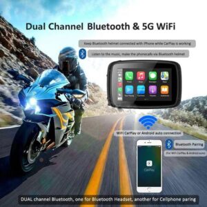 5 inch Waterproof motorcycle wireless carplay navigation android auto screen dashboard navigator for Motorbike - Image 4