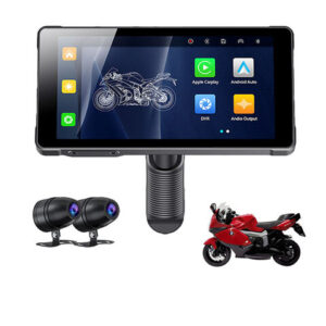 Big 5.5 inch portable motorbike GPS navigation Waterproof Dual Lens 1080p motorcycle dash cam dvr camera with remote control - Image 1
