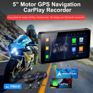 Big 5.5 inch portable motorbike GPS navigation Waterproof Dual Lens 1080p motorcycle dash cam dvr camera with remote control - Image 3