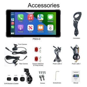 Big 5.5 inch portable motorbike GPS navigation Waterproof Dual Lens 1080p motorcycle dash cam dvr camera with remote control - Image 8