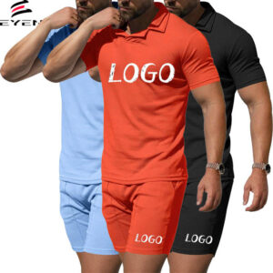 Hot Sale Summer Custom Logo Men Sport Solid Clothes Suit Fashion Casual 2 Pieces Adult Polo Shirt Pocket Pants Men Clothing Set - Image 1