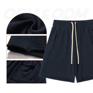 French Terry Shorts Embroidery Logo Hem Running Gym Sports Workout Jogger Summer Shorts - Image 2