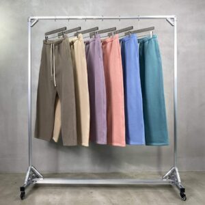 High Quality Heavy Cotton Thick Straight Tube Plush Solid Color Men's Pants Loose Sports Casual Pants for Men and Women - Image 1