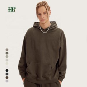 High Quality No String Heavyweight Cotton Hoodies Pullover Customized Plain Cut and Sew Hoodie - Image 3