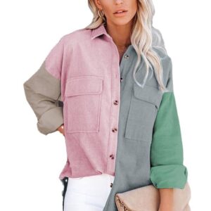 2024 Hot Selling Color-coded Design Corduroy Womens Shirts Plus Size Womens Blouse - Image 4