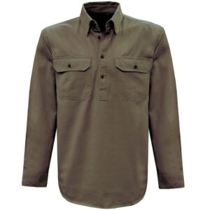 100%Cotton Half Placket Uniform Industrial Shirt Long Sleeve Work Shirts for Men - Image 6