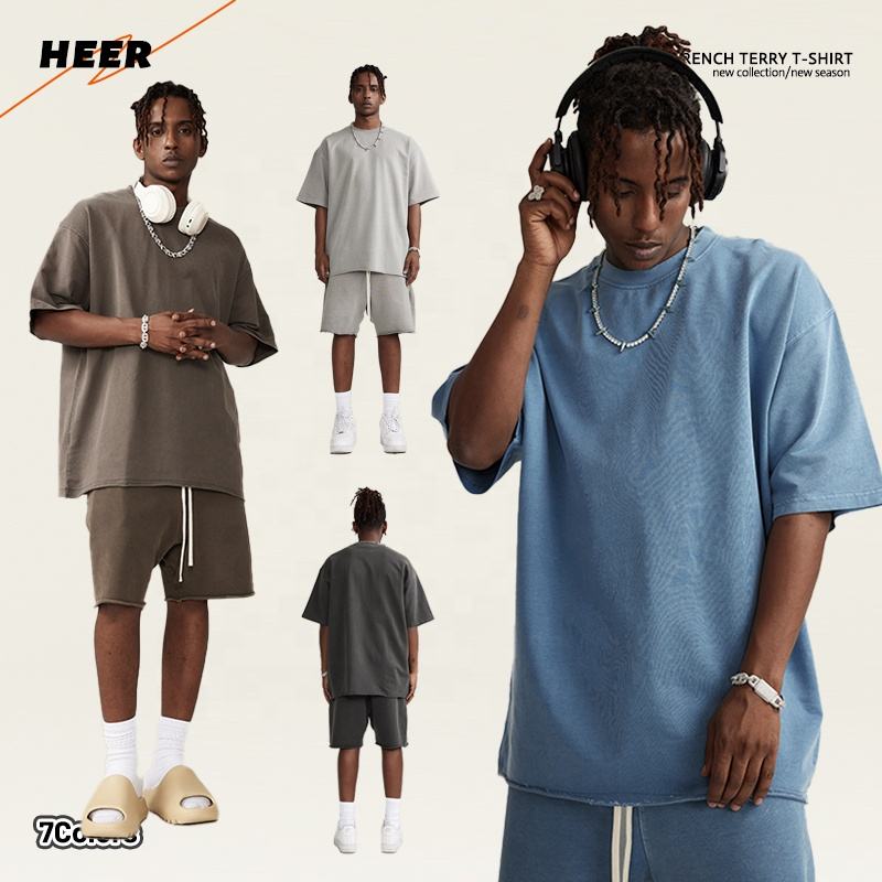 Men Street Wear Cotton T Shirt Custom 250 Gsm Vintage Acid Wash Drop Shoulder Oversized Blank T Shirts