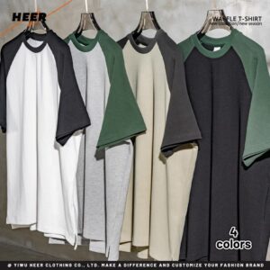 Oversize Waffle Knit Mans Shirt High Quality Heavy Weight Street Style Custom T-Shirts for Man - Image 3