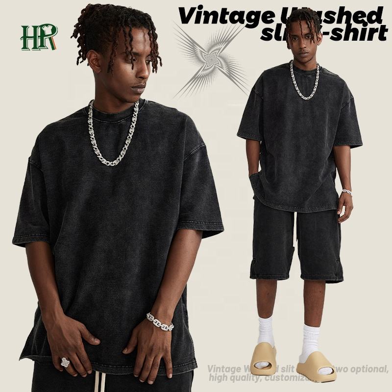 Custom Mens T-shirts Cotton Oversized Short Sleeve Tshirt Vintage Distressed Acid Washed Graphic T Shirt Men