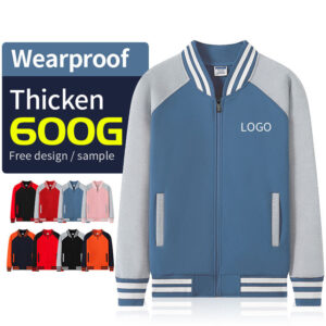 First Grade Custom Embroidery Printing logo Baseball Sweatshirts Zipper Stand Collar Cotton Sweaters Jackets for Men - Image 3