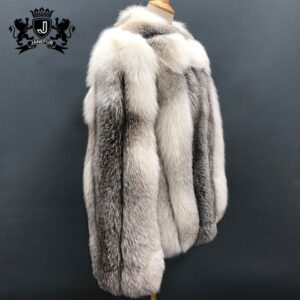 Janefur Man Fox Coat Top Selling Heavy Real Cross Fox Mens Fur Coats Long Men Black Winter Outfit Clothing - Image 3