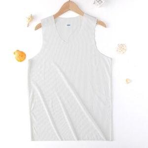New Ice Silk Men Solid tank Tops Sexy v Neck Sleeveless Vests Man Sexy No Trace Youth Elastic Fitness Casual Bodybuilding Suits - Image 3
