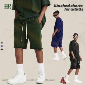 Summer Active Wear Blank Jogging Shorts Unisex Custom Cotton Men's Workout Vintage  Acid Washed Shorts - Image 2