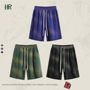 Summer Active Wear Blank Jogging Shorts Unisex Custom Cotton Men's Workout Vintage  Acid Washed Shorts - Image 3