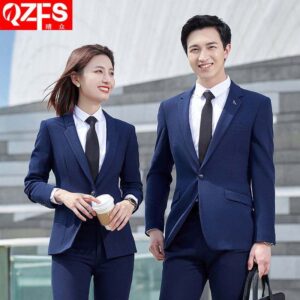 Terno Gray Suit High-end Professional Wear Autumn and Winter Men and Women the Same Suit Hotel Manager Business Suit - Image 5