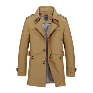 Men's Slim Fit Casual Mid-length Spring Coat Cotton Washed Leisure Business Clothing Thin Parka Jacket for Men - Image 3