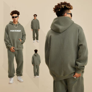 Custom Design Heavyweight Hoodie Blank Vintage Style Washes Hoodie Men Fleece Lined 355gsm - Image 1