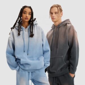 Wholesale Vintage Washed Graphic Print Hoodie French Terry Mens Distressed Hoodie - Image 2