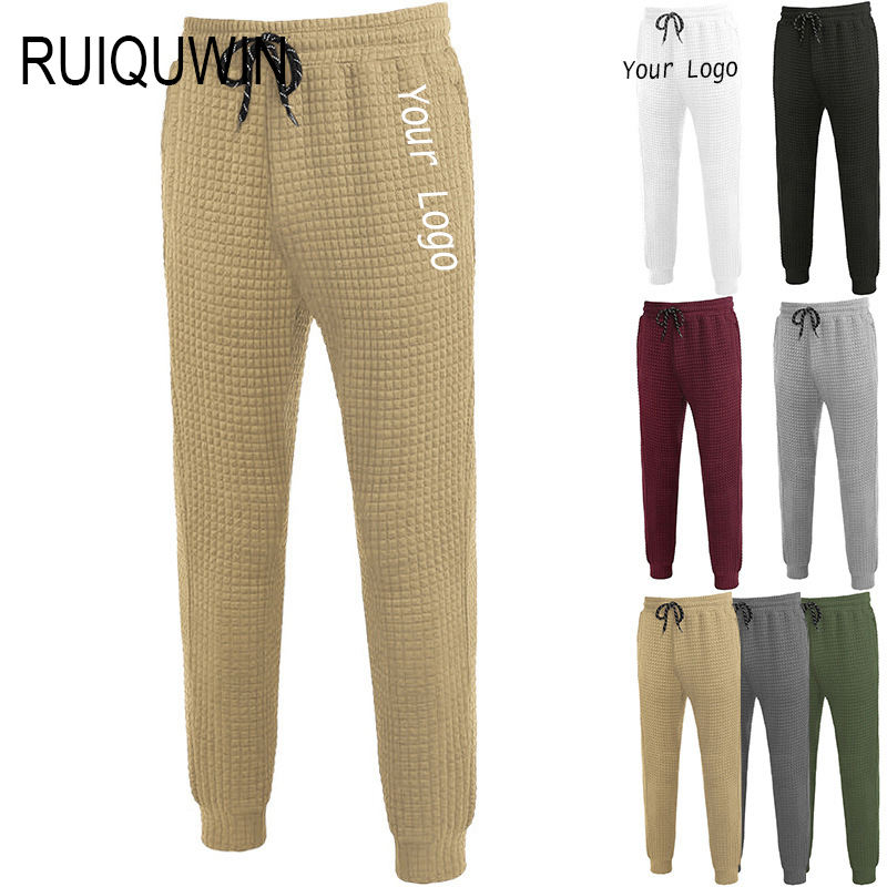 RUIQUWIN Custom High Quality Thick Waffle Trousers Sports Sweatpants Men Slim Jogger Casual Pants for Men