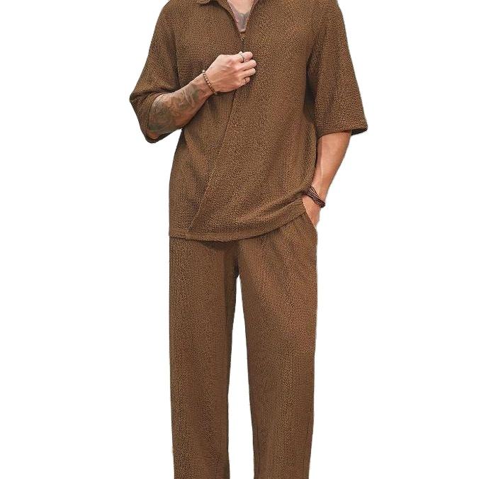 Wholesale High Quality Casual Mens Summer Outfits 2 Piece Pants and Shirt Set for Men