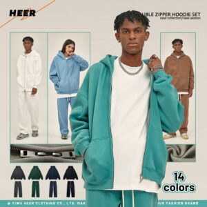 Hoodies and Sweat Pants Set Oversized Street Style High Quality Heavy Weight Casual Custom Men's Sets - Image 2